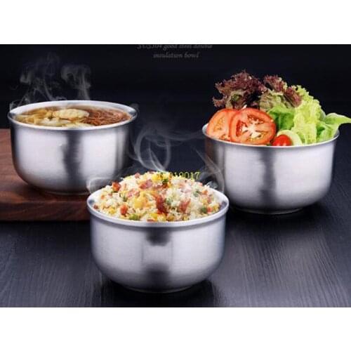 304 Stainless Steel Bowl Heat Insulation and Ironing Double-Layer Soup Bowl Kitchen Utensils Tableware