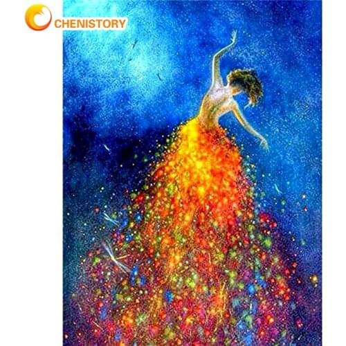 CHENISTORY Diy Framed Oil Painting By Numbers Women Gold Back View Figure Paints 60x75cm Unique Gift Handpainted Wall Artwork