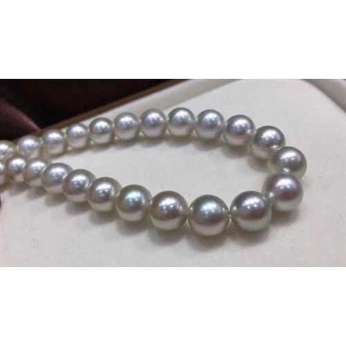 D529 Pearl Necklace Fine Jewelry Round 8.5-9mm Nature Sea Water Gray Pearls Necklaces for Women Presents