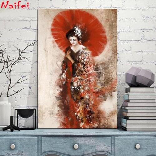 Home Decor Diy Diamond Painting Cross Stitch 5D Full Diamond Embroidery Japan Geisha Art Mosaic square round rhinestone painting