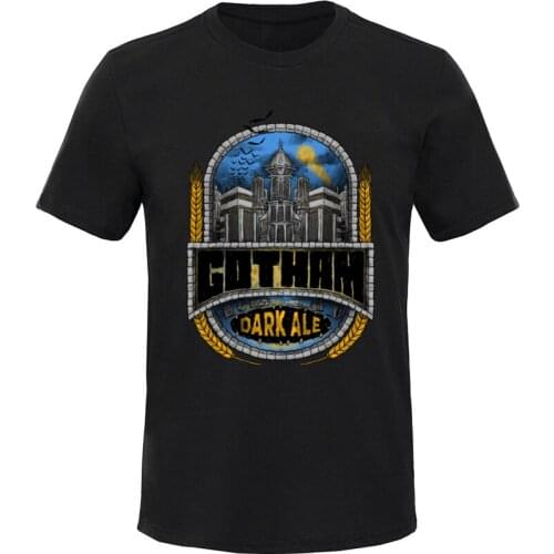 Oktoberfest Tees Men Gotham City Dark Ale O-Neck T-Shirt Halloween Tops T Shirt Short Sleeve New 100% Cotton Retro Tshirt Custom