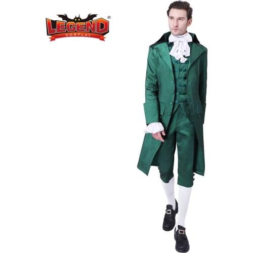 Cosplay legend Musical Hamilton Green Cosplay Costume Hamilton Lin Manuel Miranda Suit Adult Colonial Military Costume WH001