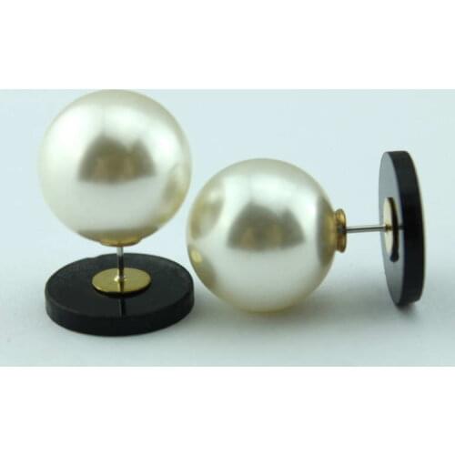 Round Acrylic Monogram Pearl Stud Earrings 2017 Women New Clover Blank Double Side Jewelry Hot Sale