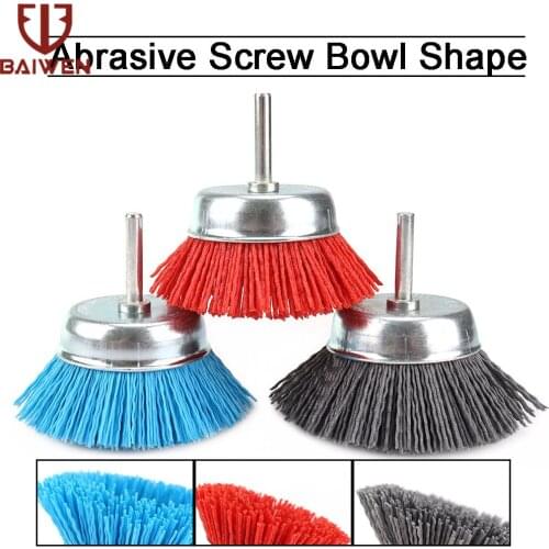 75mm 3" Abrasive Nylon Wire Cup Brush Wheel Set Rotary Tool 80/120/240 Grit for Polishing Grinding