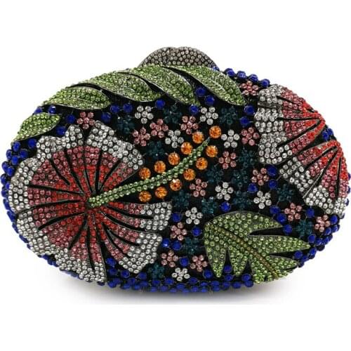 New Arrival Flower Gold Silver Evening Clutches Bags Crystals 2021 Women Evening Bags Clutch Wedding Party Luxury Diamond Bags