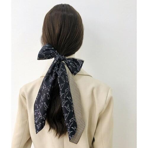 New Japanese and Korean Spring and Summer Printed Womens Narrow Strip Fashion Hairband Scarf Four Seasons
