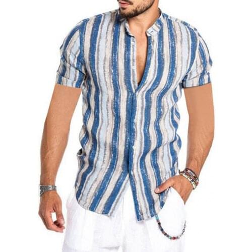 Beachwear Trendy Short Sleeve Floral Printed Shirt Simple Men Top Thin for Daily Wear