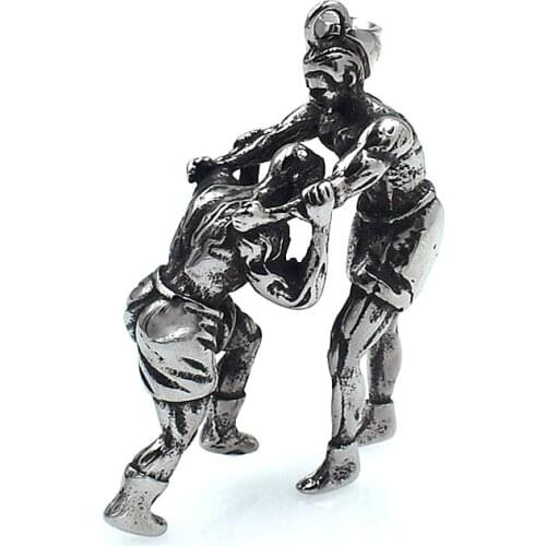 3D Wrestler Stainless Steel Pendant People Shape Necklace Pendant For Men And Women DIY Manual Jewelry Accessories Wholesale