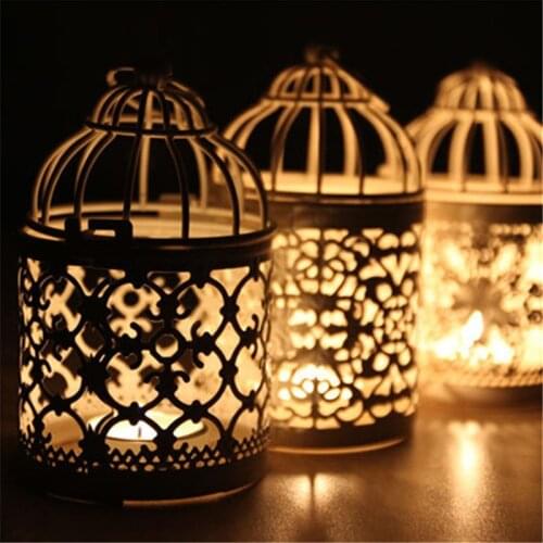 Hollow Holder Candlestick Tealight Hanging Candle Holder Lantern Bird Cage Vintage Wrought Wedding Party Home Decoration Gifts