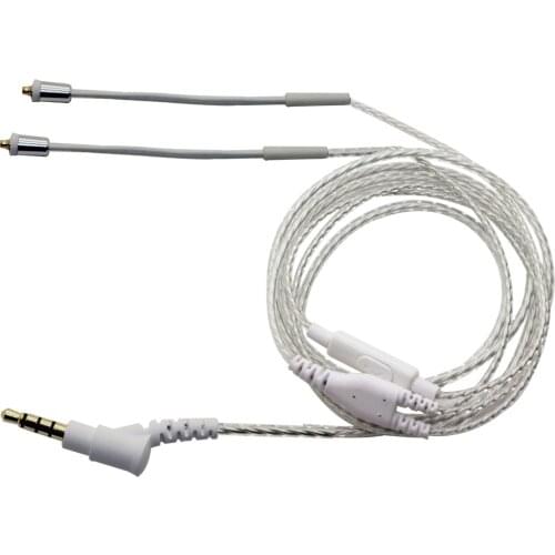 Poyatu Silver Plated Cable For Shure SE215 SE535 SE315 Moxpad X6 Earphones Replacment Detachable MMCX Cables Cords With Mic