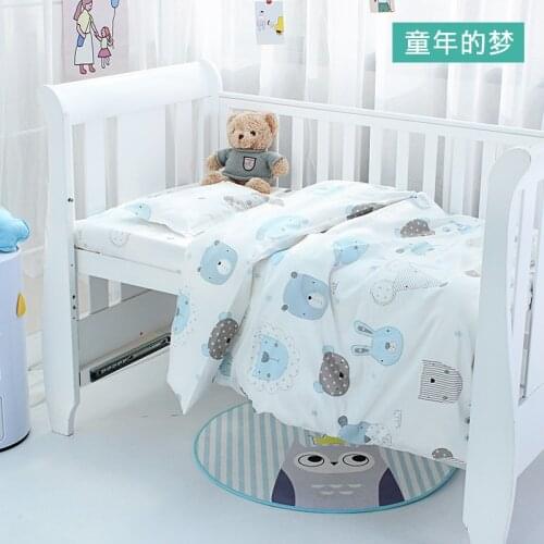 3Pcs Baby Cot Bedding For Boy Girl Bedroom Cartoon Soft Cotton Crib Linen Set Include Pillowcase Bed Sheet Duvet Cover No Filler