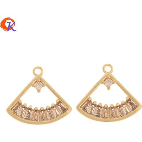 Cordial Design 20Pcs 12*13MM Jewelry Accessories/Hand Made/Genuine Gold Plating/Sector Shape/Earring Findings/DIY/CZ Charms