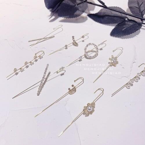 2020 Bohemian Zirconia Leaves Ear Wrap Rinestone Piercing Stud Earrings For Women Girl Geometric Ear Hook Bijoux Brincos Jewelry