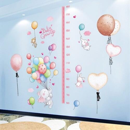[SHIJUEHEZI] Balloons Wall Sticker DIY Animals Height Measure Mural Decals for Kids Rooms Baby Bedroom Nursery Home Decoration