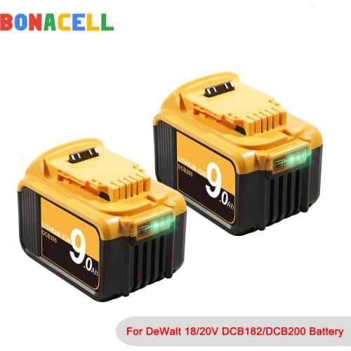 Bonacell DCB200 20V 9000mAh replaceable Li-ion battery compatible with Dewalt 20 Volt MAX XR power tools lithium Batteries