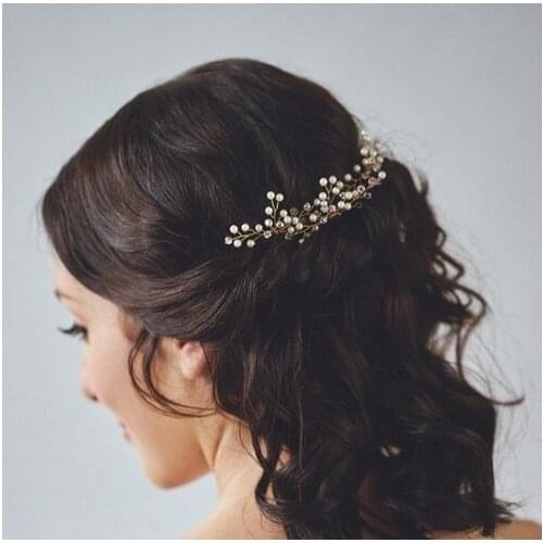 Rhinestone Pearl Hair Sticks Bridal Tiara Hair Accessories Hairband Wedding Hair Jewelry Headpiece Women Accessories Tiaras