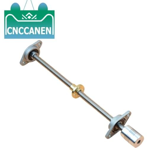 T8 Lead Screw 100mm~1200mm Pitch 2mm Lead 2mm + 2Pcs Support KFL08 + 1Pcs Coupler Kit