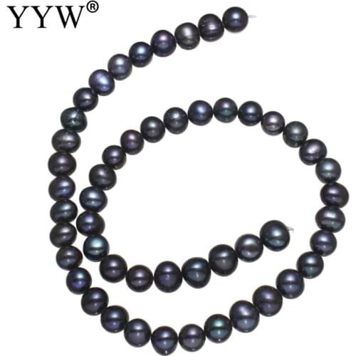 YYW High Quality 8-9mm 100% Natural Freshwater Pearl Beads black Pearl Round Loose Beads DIY Necklace Bracelat Jewelry Making