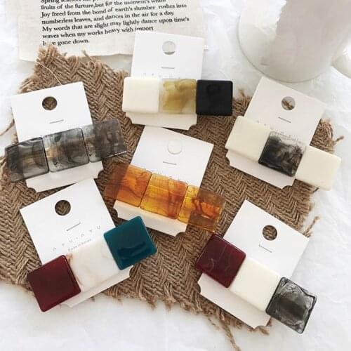 Korea Fashion Hit Color Resin Hairpins Geometric Square Hair Clips for Women Girls Hair Accessories Hairgrip