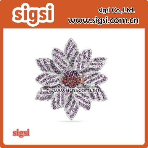 Women romantic lavander Flower Crystal Rhinestone Brooch Pins Wedding Bridal Gift