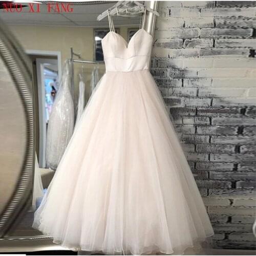 New Spaghetti Strap Beach Wedding Dresses 2020 vestidos de novia Simple White Ivory Tulle Casamento Bridal Gown Custom Made