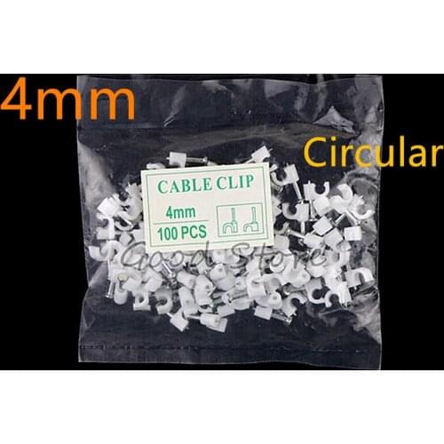 100pcs/bag 4mm Circle Cable Clips with Nail, Wire U Circle Cable Clamp with Nail Y