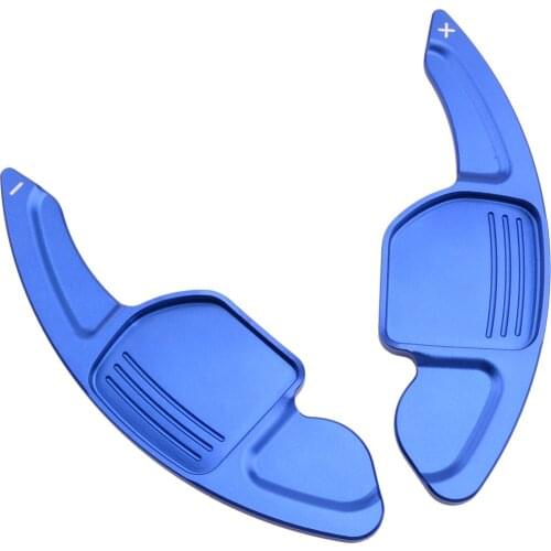 2pcs Aluminum Alloy Steering Wheel Shift Paddle Gear Shifter Extension Fit for Audi TT Q7 R8 A6 S4 Blue