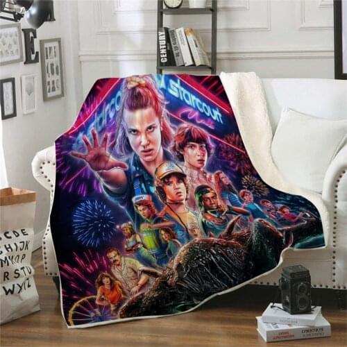 Stranger 3D Things Blanket For Beds Hiking Picnic Thick Quilt Fashionable Bedspread Fleece Throw Blanket