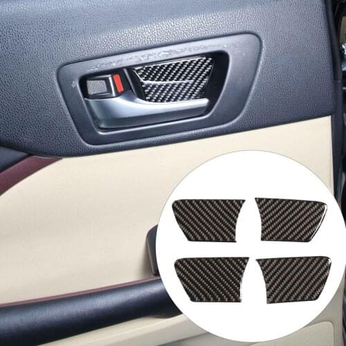 4Pcs Carbon Fiber ABS Interior Door Handle Bowl Cover Trim Decorate Stickers For Toyota Highlander 2015-2018