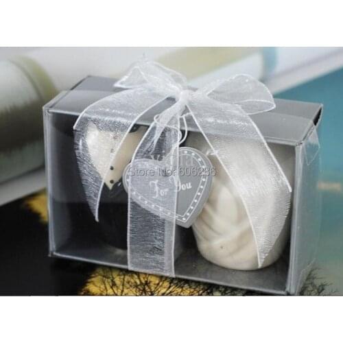 400pcs(200sets)/lot wedding souvenirs for guest bride and groom ceramic salt and pepper shaker bridal shower favors