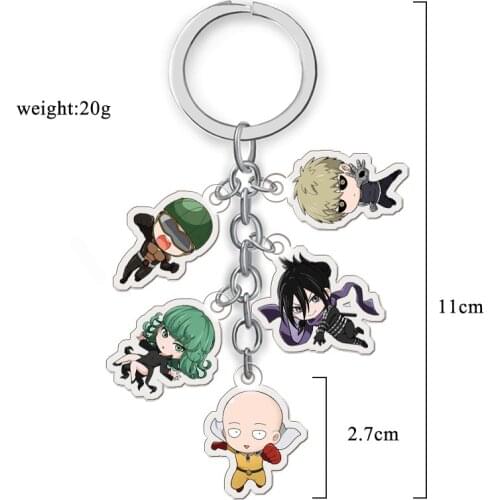 5PCS/Set Anime Collection Key Buckle ONE PUNCH-MAN Acrylic Keychain Comic Figure Transparent Pendants Key Ring
