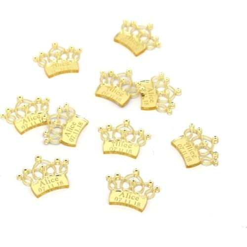 50* Personalized Prince Baby Shower Mirror Crown Table Centerpiece Decoration 1th Birthday Party Princess Baptism Plaque