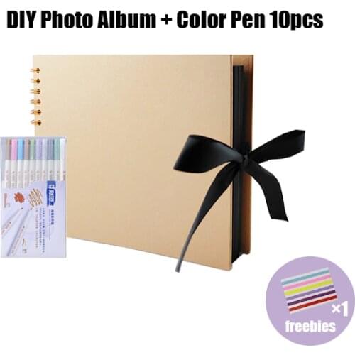 80 Pages A4 /12 Inch DIY Coil Photo Album /Bow Ribbon / Handmade Photo Album / Vintage Kraft Paper / Clip Book Photo Album