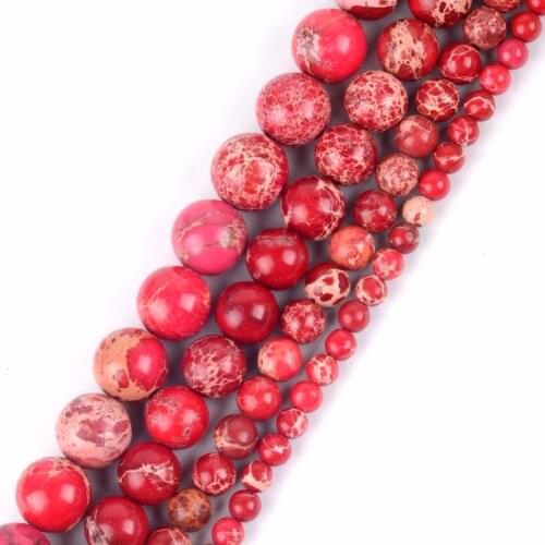 Natural Round Bead Red Sea Sediment Jaspers Loose Spacer Beads For Jewelry Making Diy Bracelet Necklace 15" Perles Wholesale