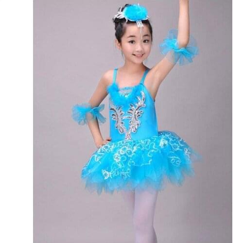 Children Elegant Classic Multicolor Swan Lake Ballet Costumes Kids Sequin Feather Ballet Dress for Children
