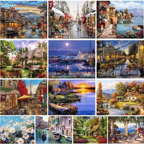 Framless Picture Diy Painting By Numbers Landscape Kit Modern Home Wall Art Picture Unique Gift Artworks Home For Decors