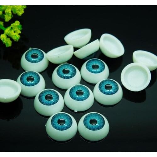 New 100Pcs (50pairs) 12mm Blue Color Half Round Acrylic Plastic Doll Eyes For BJD Dolls Toy Making Wholesale