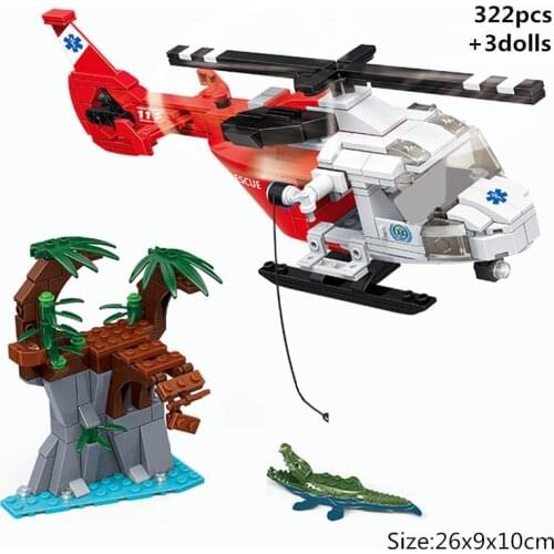 City Forest Rescue Helicopter Classic Model Building Blocks Kit Bricks Aircraft Firemen Figures Kids Toys For Children Gifts