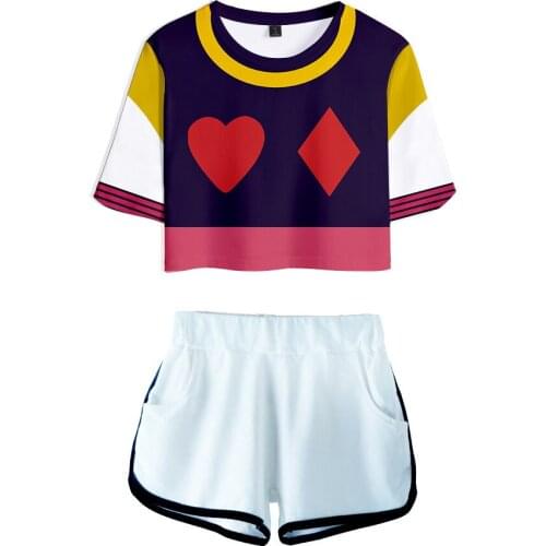 Hunter x Hunter Hisoka Kurapika Cosplay Costume Top+Pants Show Belly Sportswear Party Cosplay Uniform Suit for Men Women