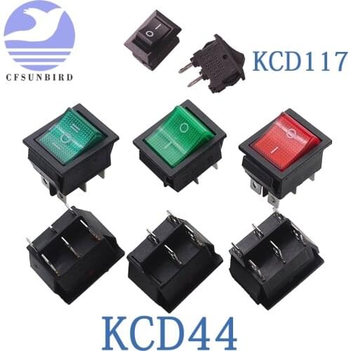 KCD117/ KCD4 Rocker Switch ON-OFF 2 Position 4 Pins / 6 Pins Electrical equipment With Light Power Switch 16A 250VAC/ 20A 125VAC