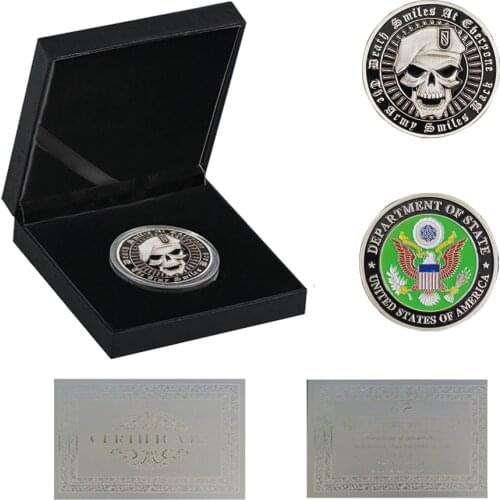 Skull Collection Coin Silver American Department Of States Non-Currency Coin W/ Luxury Box