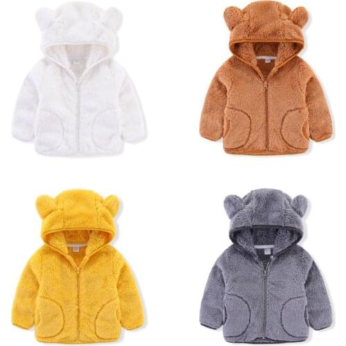 Girls Boys Jackets Childrens Candy Color Coral Fleece Jackets 2020 Autumn Winter Childrens Coat 2-8 Years