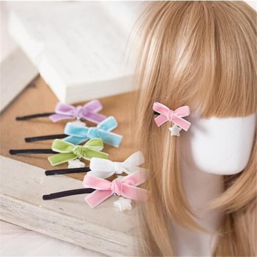Sweet Velet Hairpin Lolita Bowknot Hair Clip Girl Women Hair Accessories D470