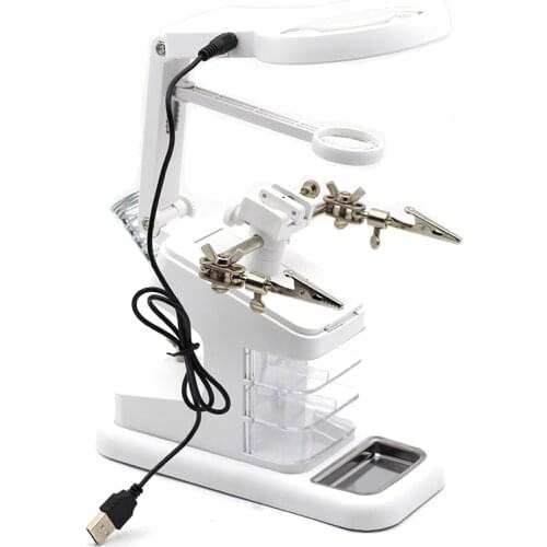 Multi-functional Welding LED Magnifier 3X/4.5X magnifying glass Alligator Clip Holder Clamp Helping Hand Soldering Repair Tool
