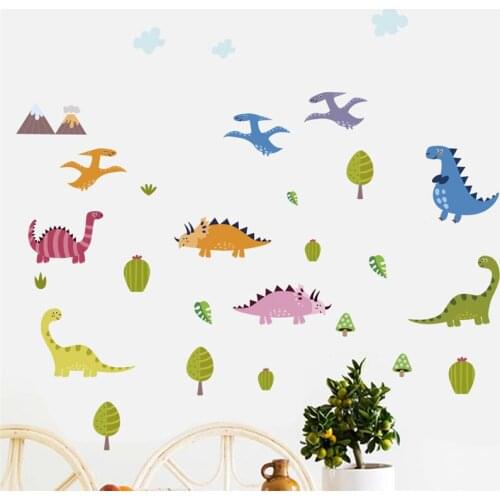 Forest Dinosaur Wall Stickers For Kids Rooms Children Wall Decals Mural Decor DIY Home Decoration Wall Art