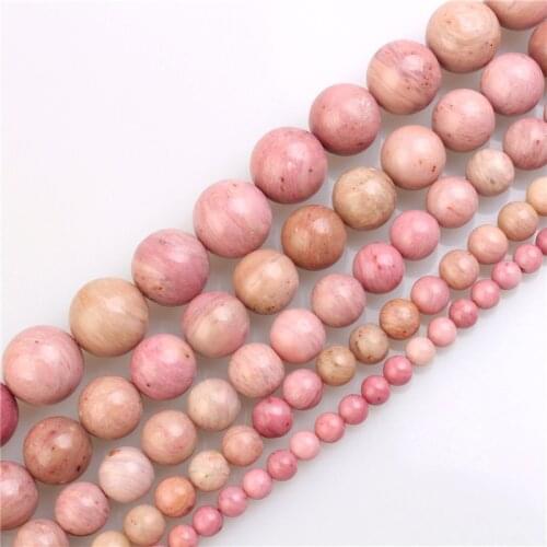 Grade A Natural Gemstone Smooth Round Red Rhodonite Loose Beads For DIY Jewelry Making 4/6/8/10/12mm