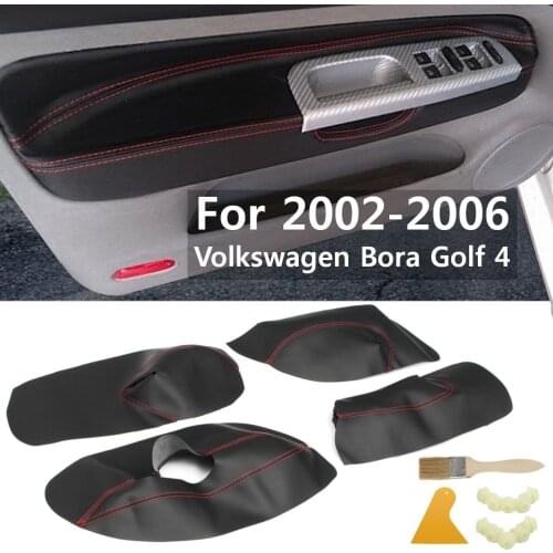 New 4PCS Car Protective Interior Door Panel Microfibre Leather Cover Accessory For Volkswagen Bora Golf 4 2002 2003 2004 05 06