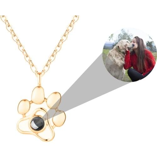 New 100 Languages I Love You Dog Paw Pendant Personalized Projection Necklace Custom Jewelry Women Romantic Memory Wedding Gifts