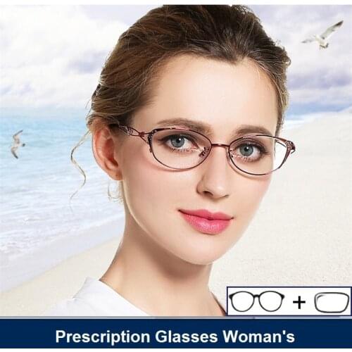 Cat Eye Frame Womans Glasses Prescription Fashion Metal Frame Myopia Optical with Diopter Lenses Progressive Anit Blue Ray
