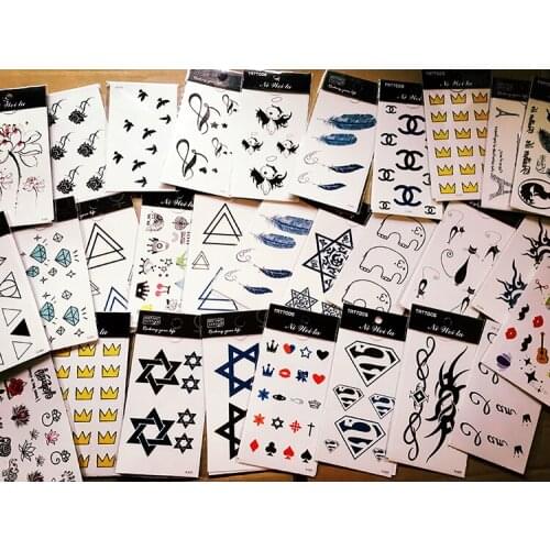 Wholesale 30pcs/pack diferent pattern Tattoo Sticker Sexy Female Black Lace cartoon pattern colorful temporary tattoo Body Art